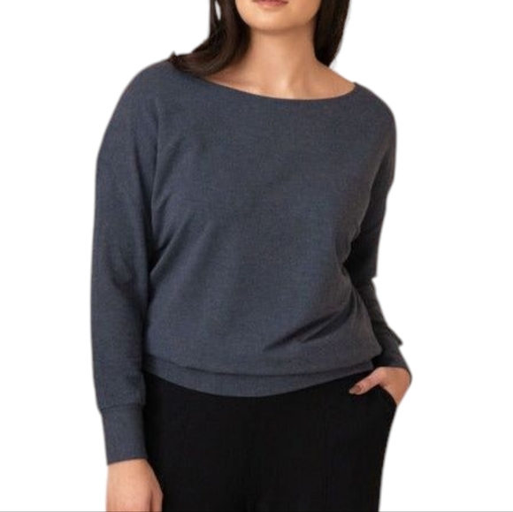 Encircled The Dressy Sweatshirt Heathered Navy Blue Loose Fit Women's size XS - Picture 2 of 12